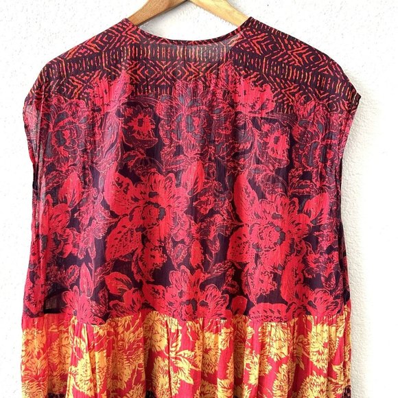 FREE PEOPLE Gotta Have You Mixed Print Cotton Tunic Top Boho Size Small - Picture 7 of 9